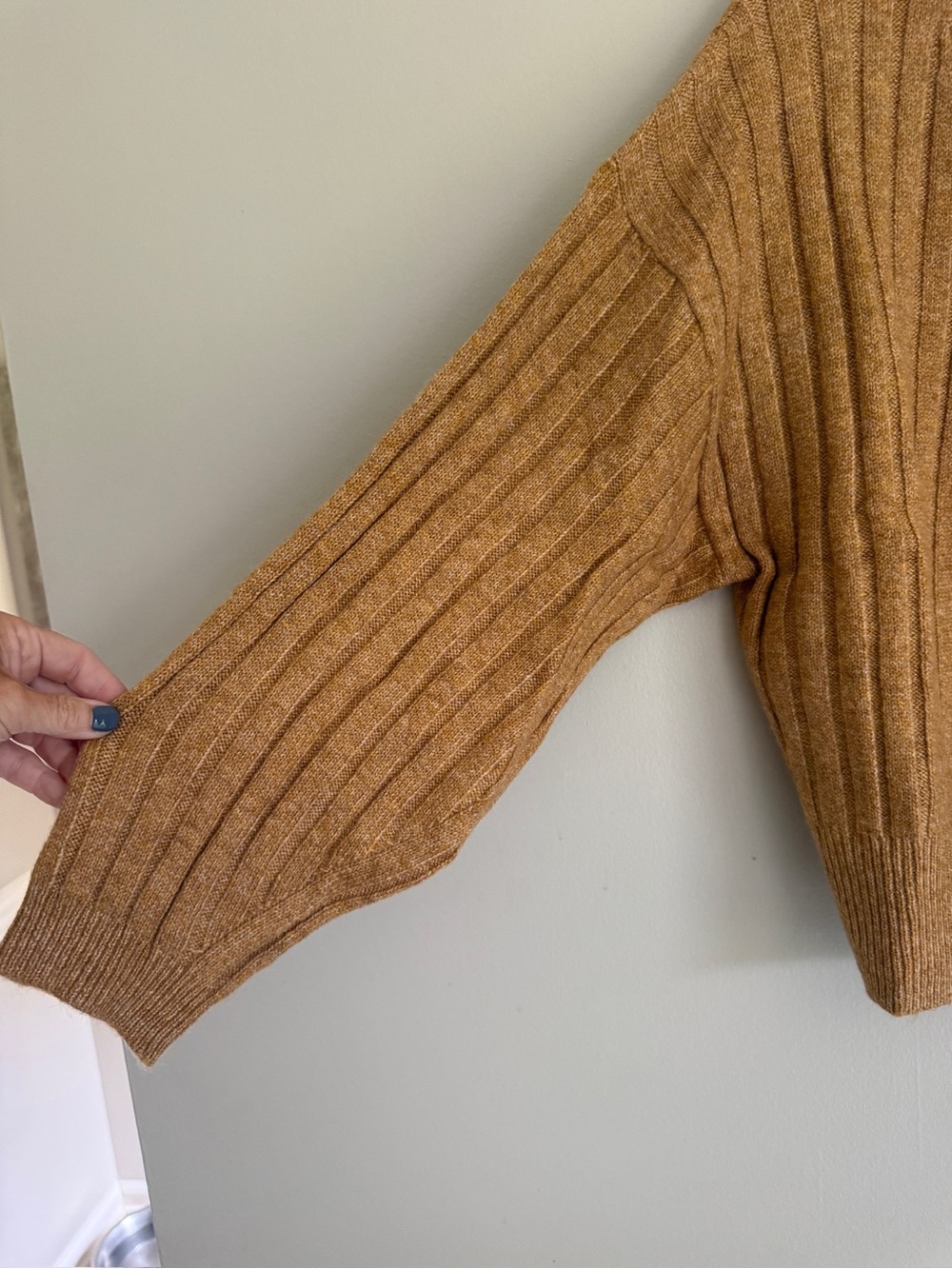 NWOT A New Day Camel Ribbed Button-Front Cardigan, size small - Picture 5 of 6